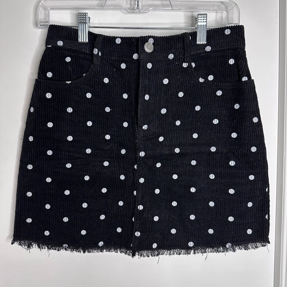 Polka dot suede skirt